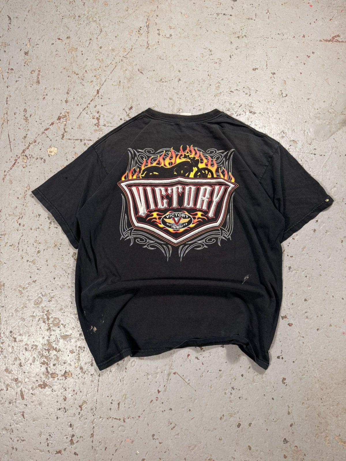 Vintage Distressed Victory Motorcycle Flame Tee