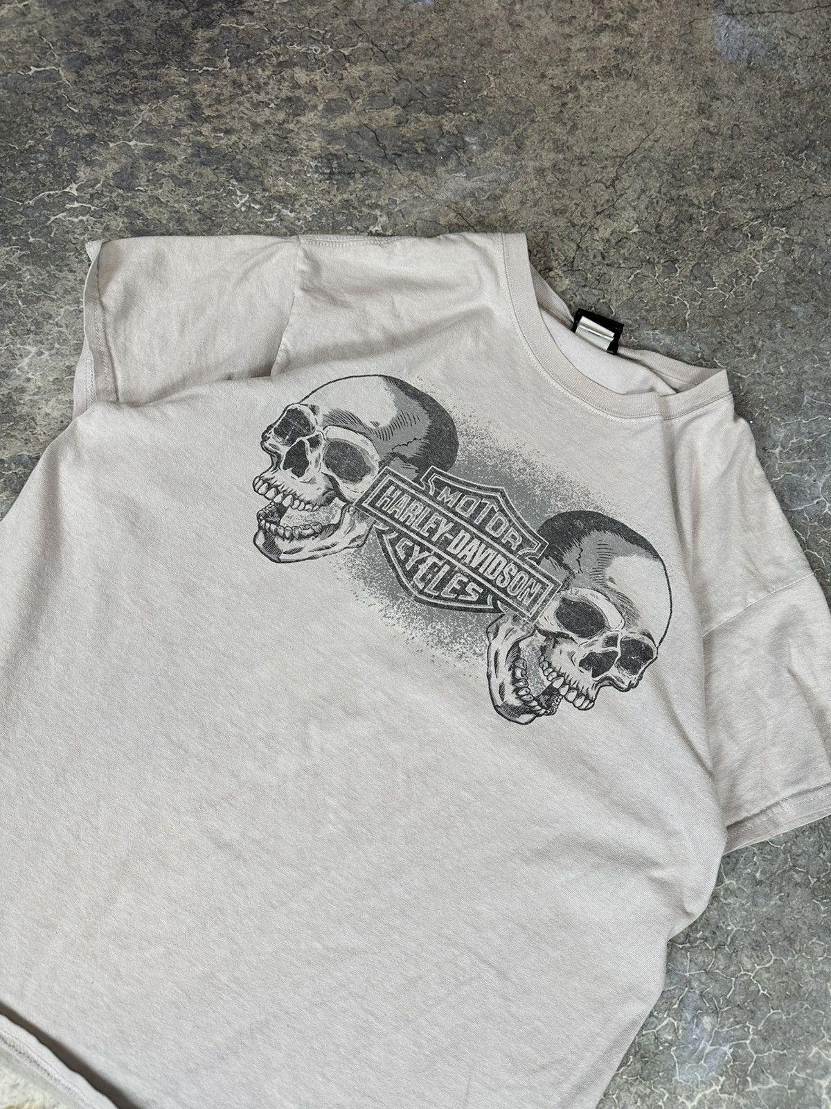 Vintage Thrashed Harley Davidson Twin Skull Tee