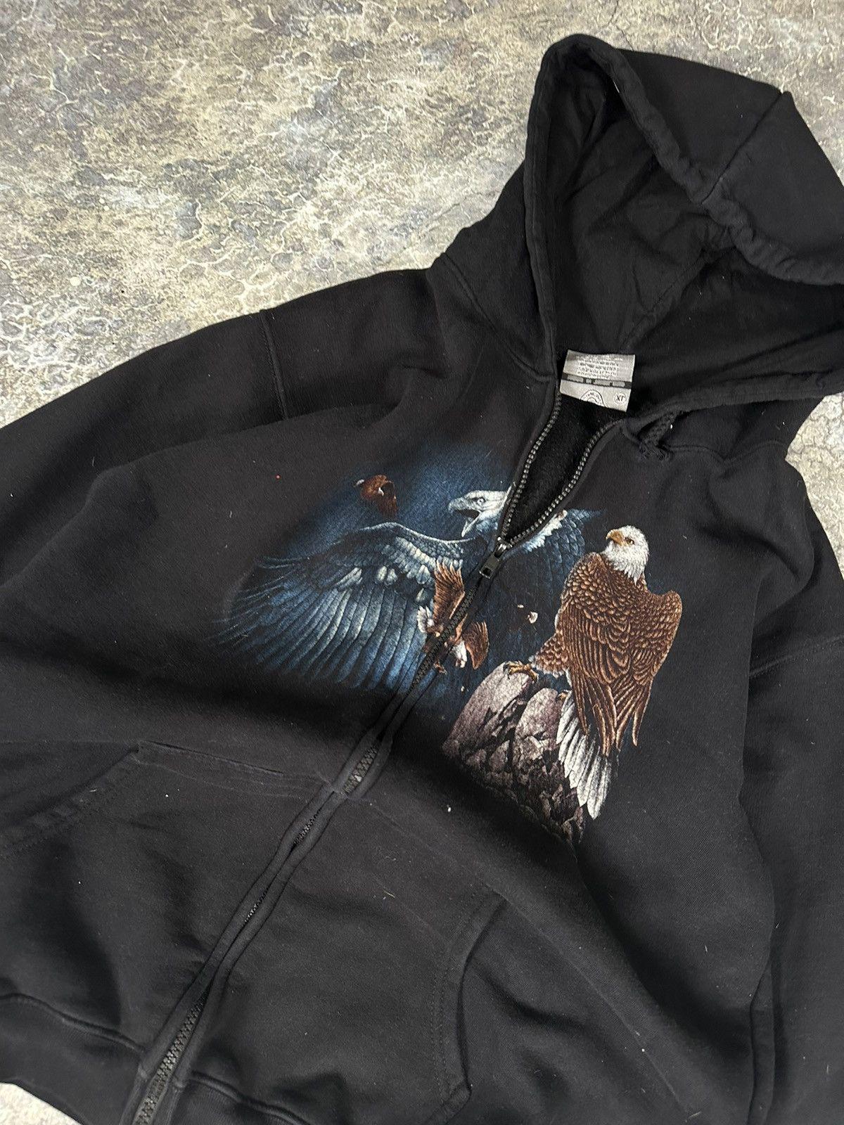 Vintage Eagle Print Zipup Hoodie