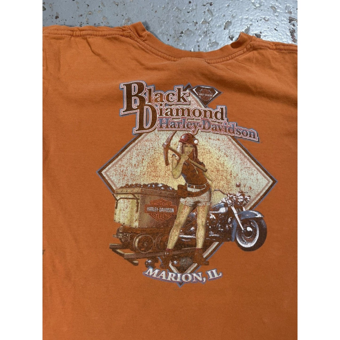 Vintage Burnt Orange Harley Davidson Black Diamond TEE