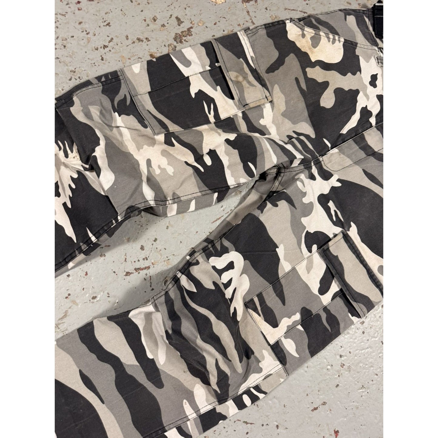 Vintage Black And White Military Camo Cargo Pants