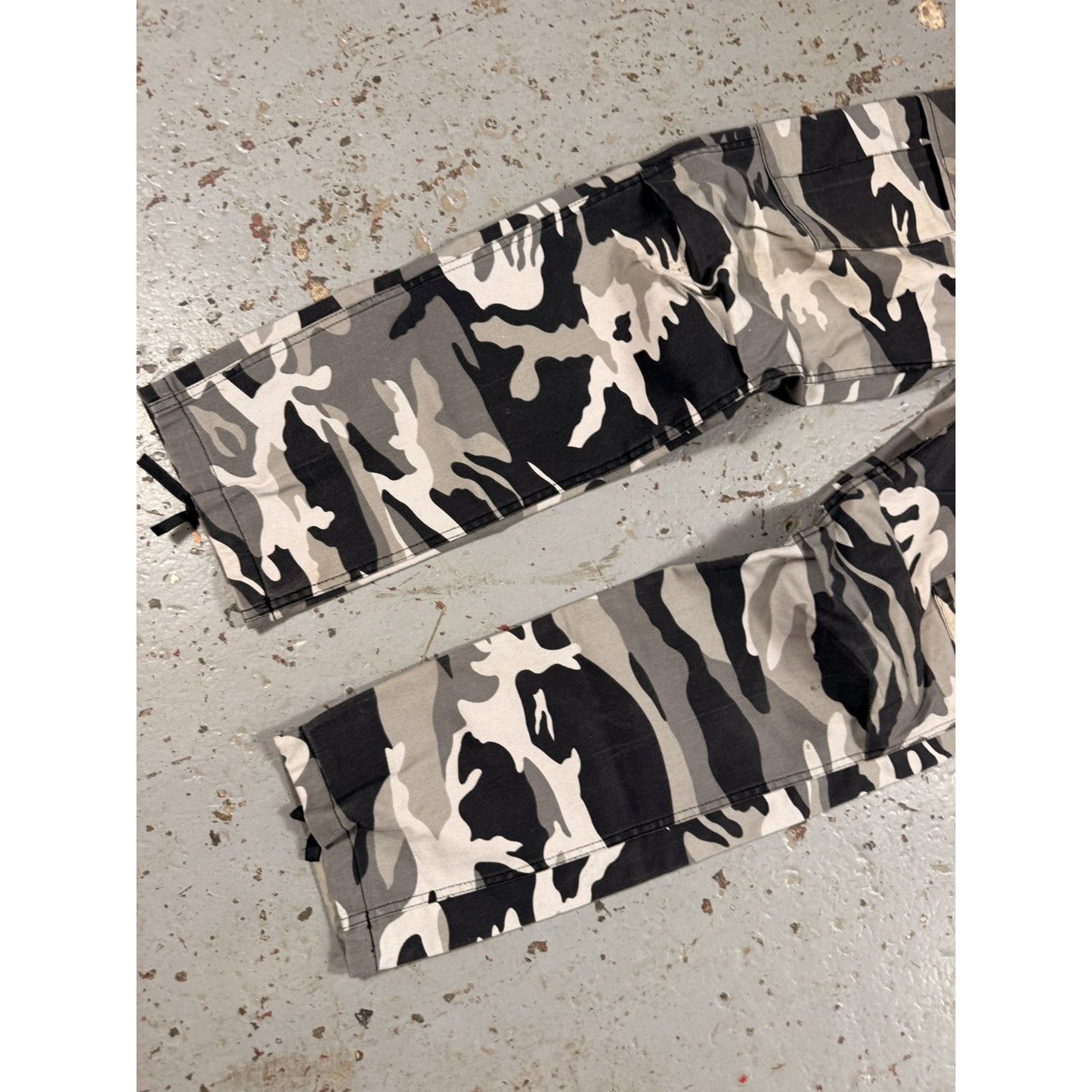 Vintage Black And White Military Camo Cargo Pants