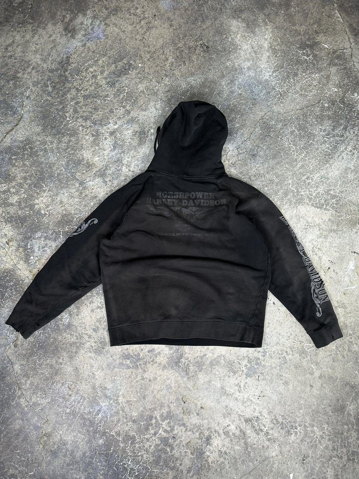 Vintage Thrashed Harley Davidson Skull Hoodie