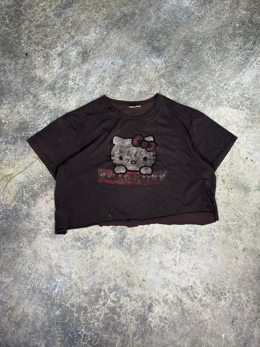 Shredded Cropped Hello Kitty Tee
