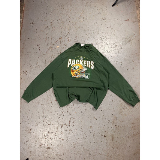 Vintage Distressed Green Bay Packers Long sleeve Helmet Tee