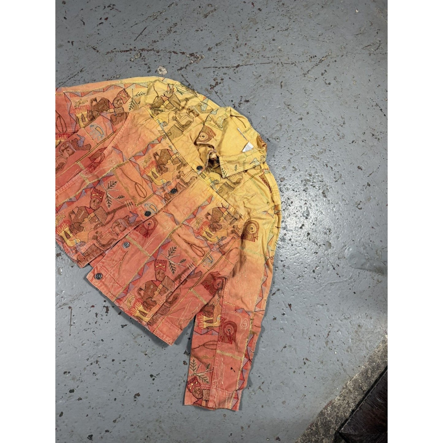 Insane Vintage Denim Jacket Pattern Rainbow Cropped