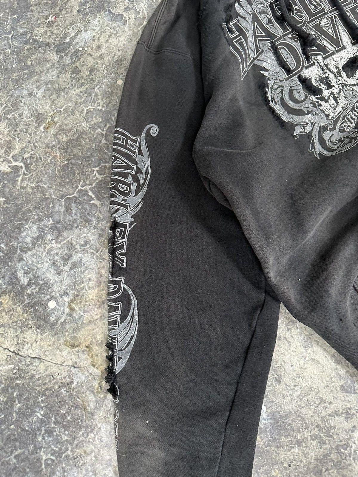 Vintage Thrashed Harley Davidson Skull Hoodie