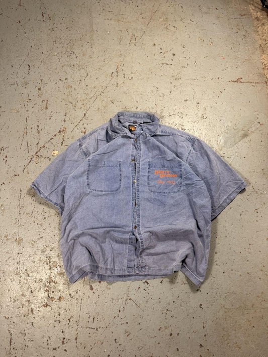 Vintage Harley Davidson Button Up Denim Tee