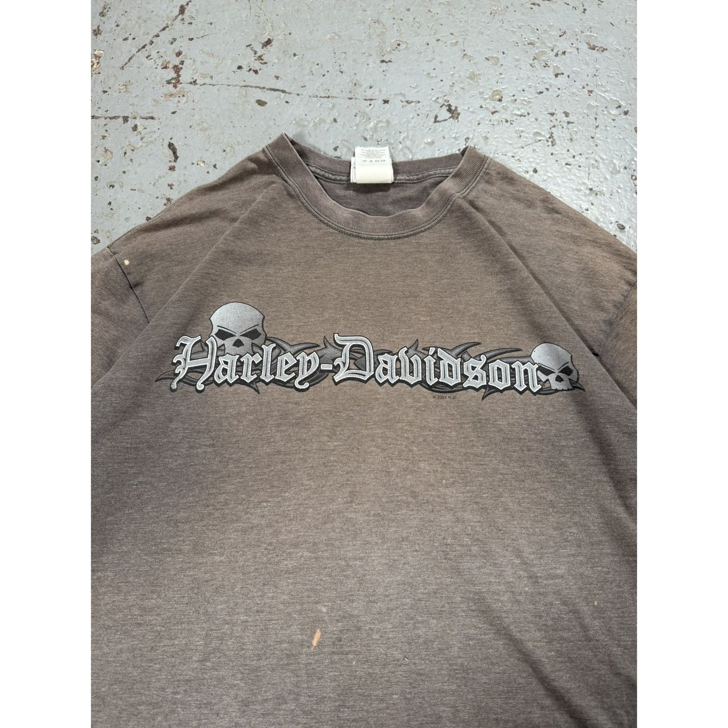 Vintage Ash Grey Neo Tribal Harley Davidson Tee