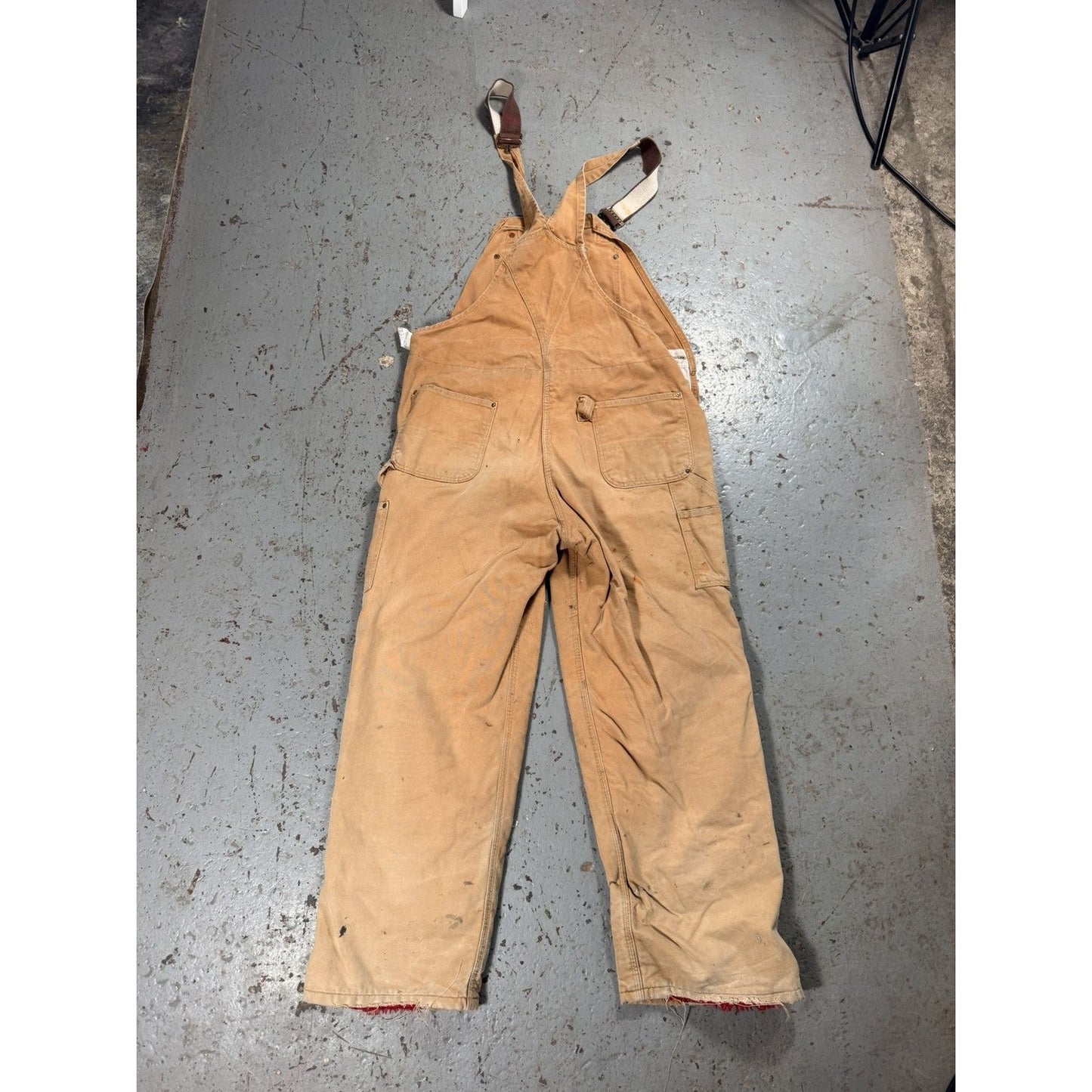 Vintage Distressed Thrashed Faded Beige Carhartt Overalls