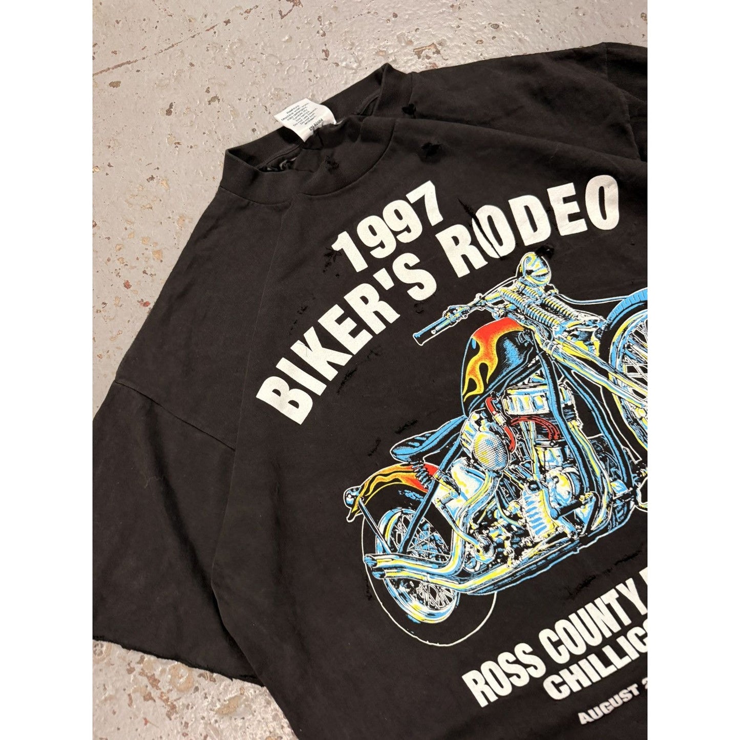 Vintage 1997 Bikers Rodeo Thrashed Cropped Tee