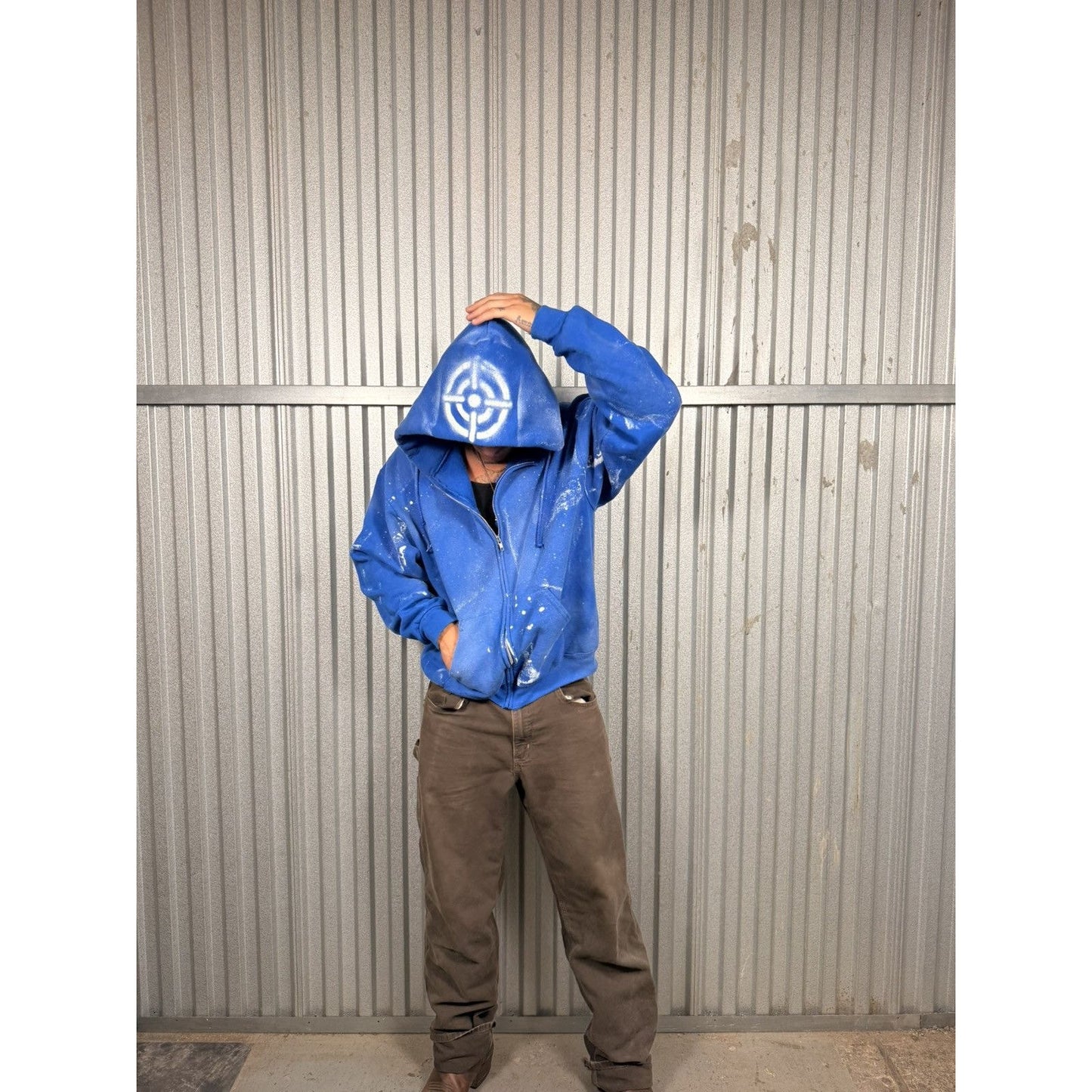Vintage CrackClu8 Bullseye Paint Splash Zipup Hoodie