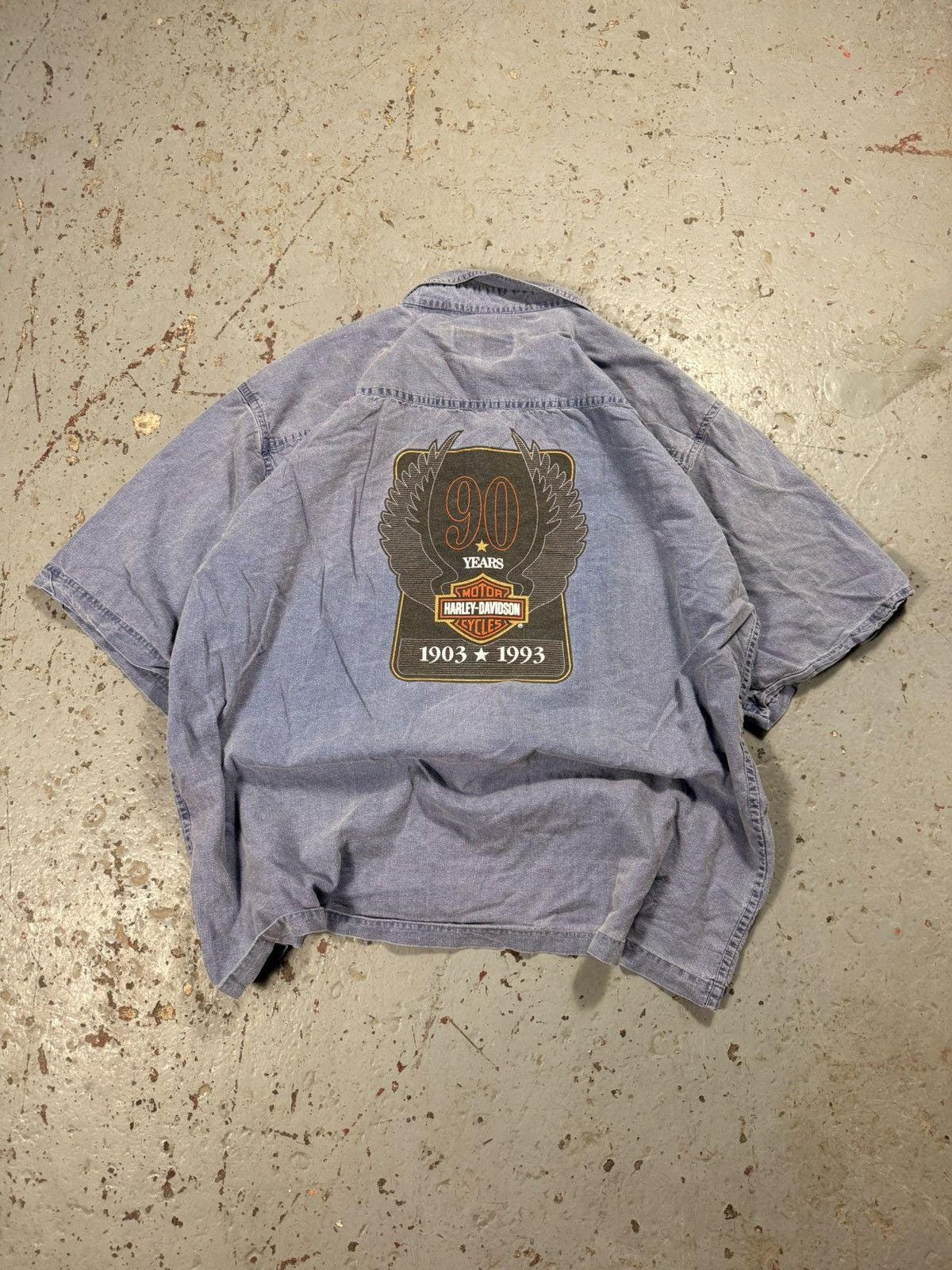 Vintage Harley Davidson Button Up Denim Tee