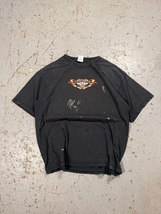 Vintage Distressed Victory Motorcycle Flame Tee