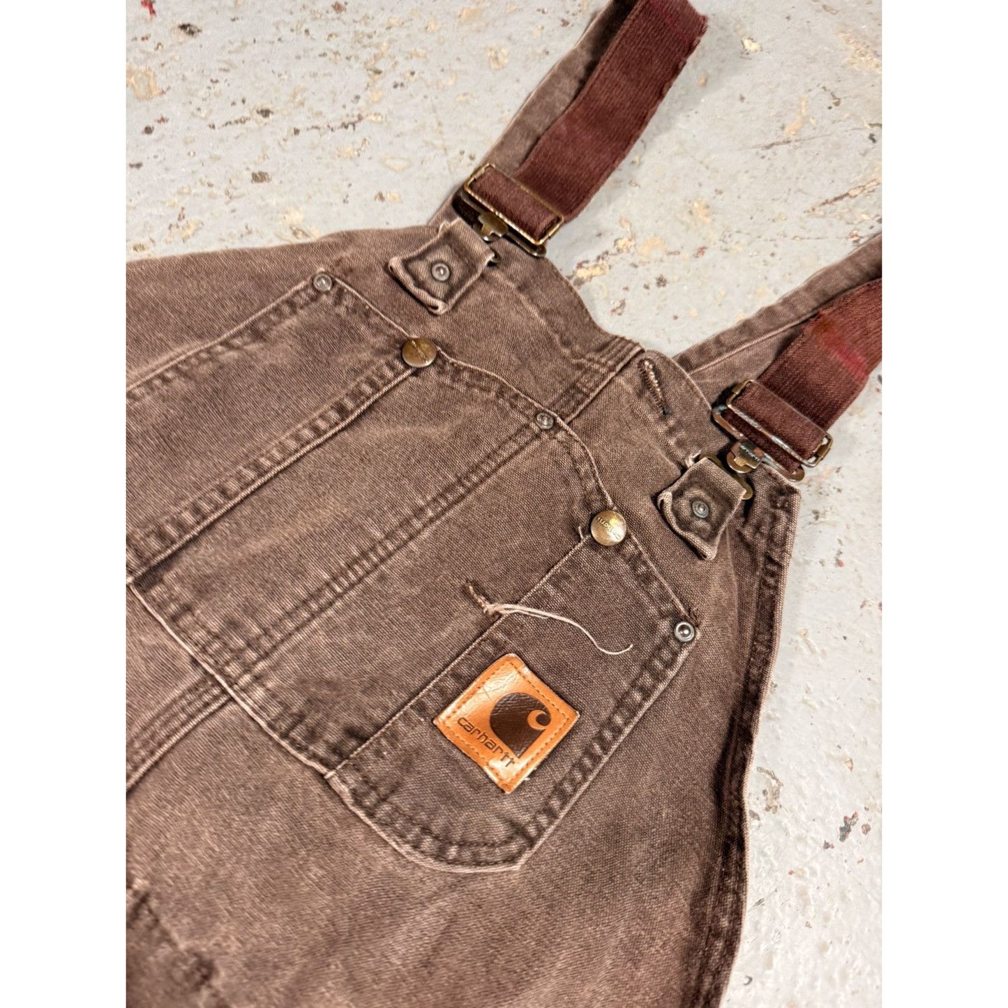 Vintage Distressed Carhartt Overalls Mocha Brown