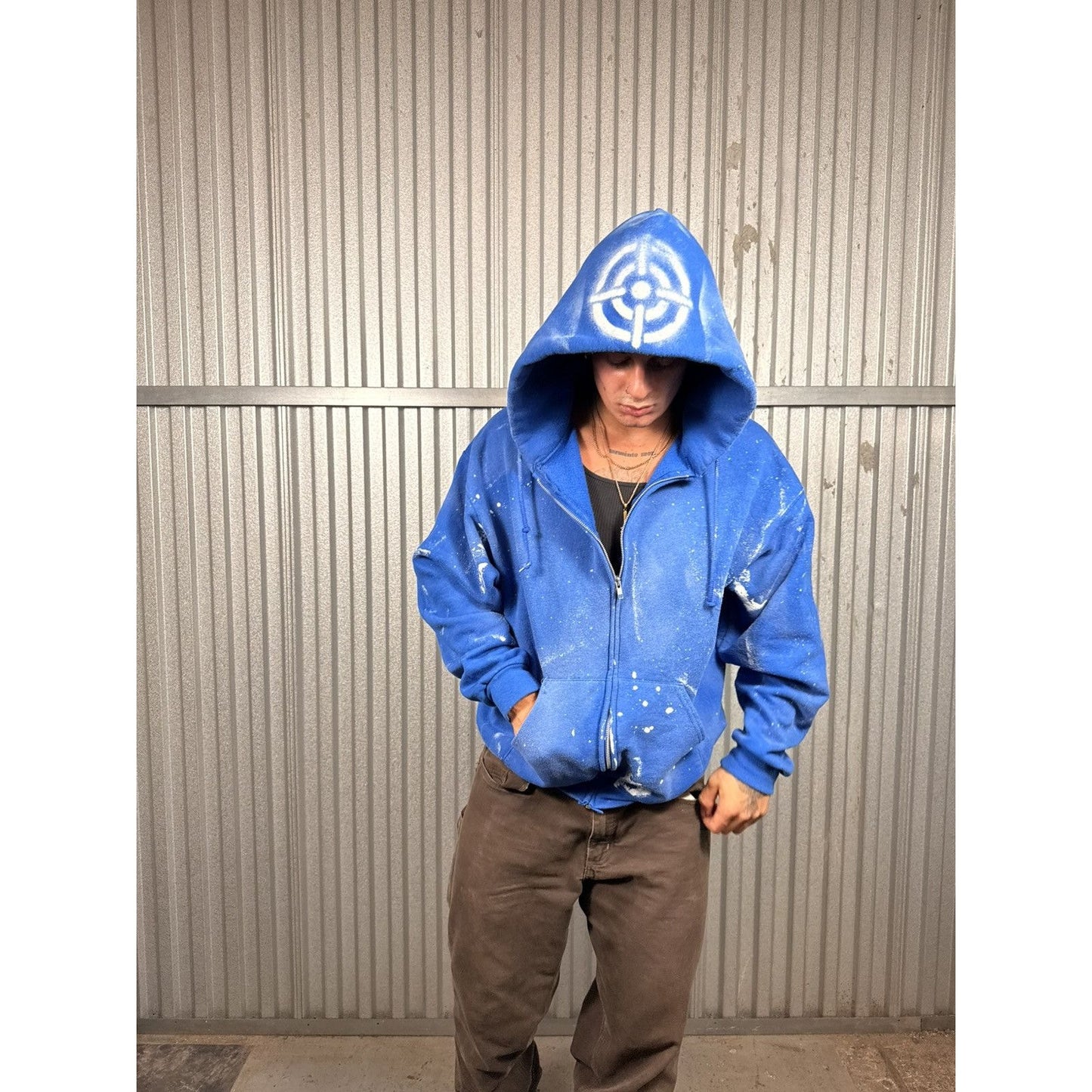 Vintage CrackClu8 Bullseye Paint Splash Zipup Hoodie