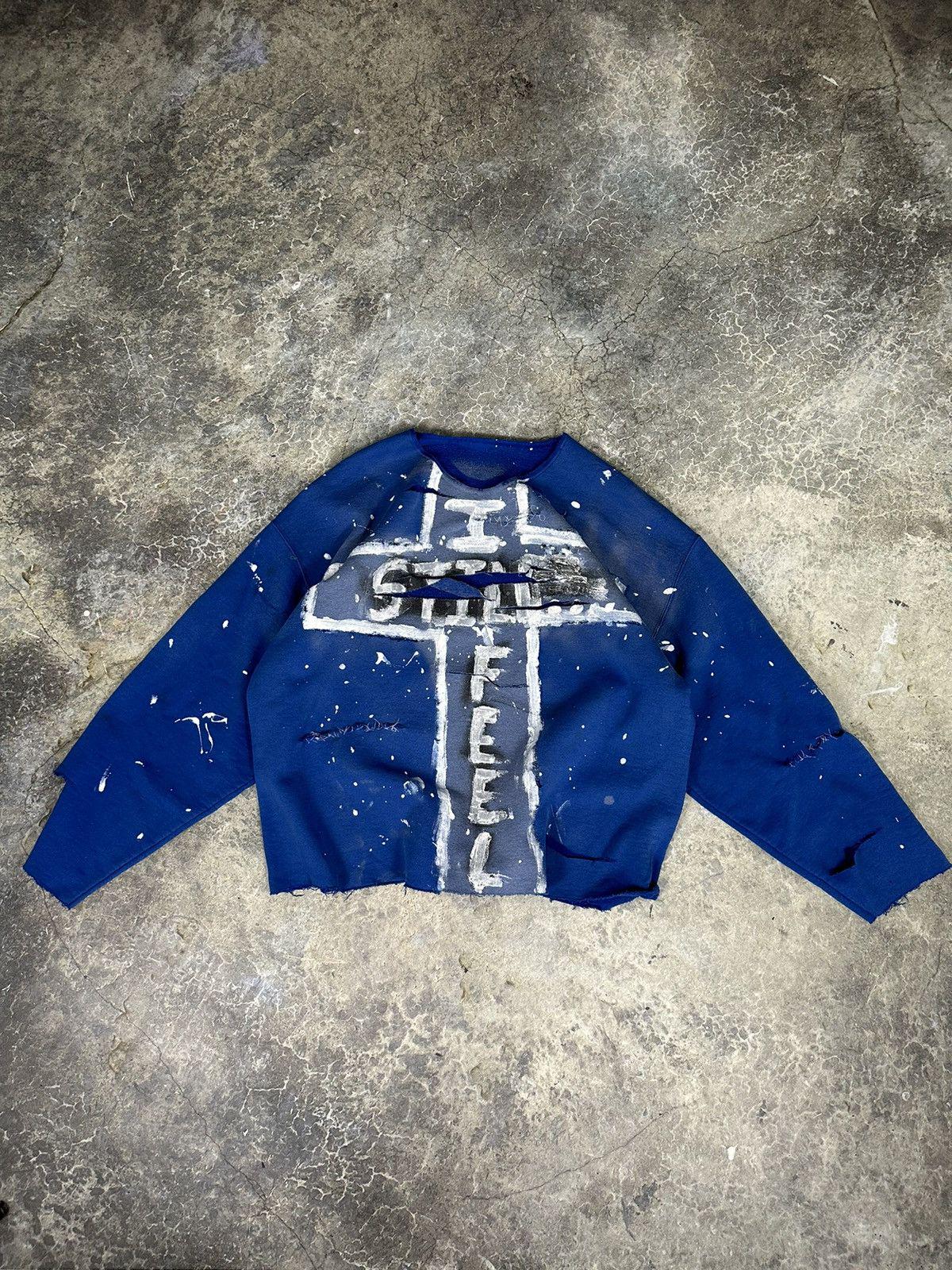 Vintage Thrashed cut and sew cross Crewneck
