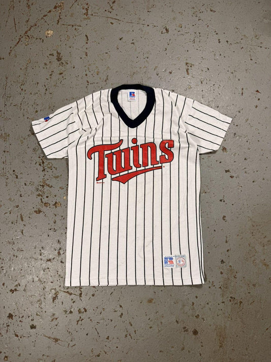 Vintage Russel’s Athletics 1997 Twins Baseball Pinstripe Tee