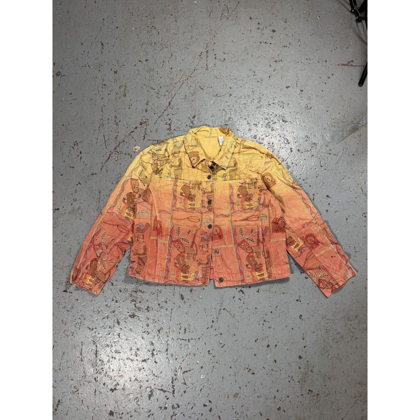 Insane Vintage Denim Jacket Pattern Rainbow Cropped