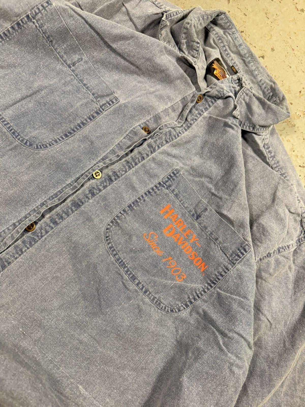 Vintage Harley Davidson Button Up Denim Tee