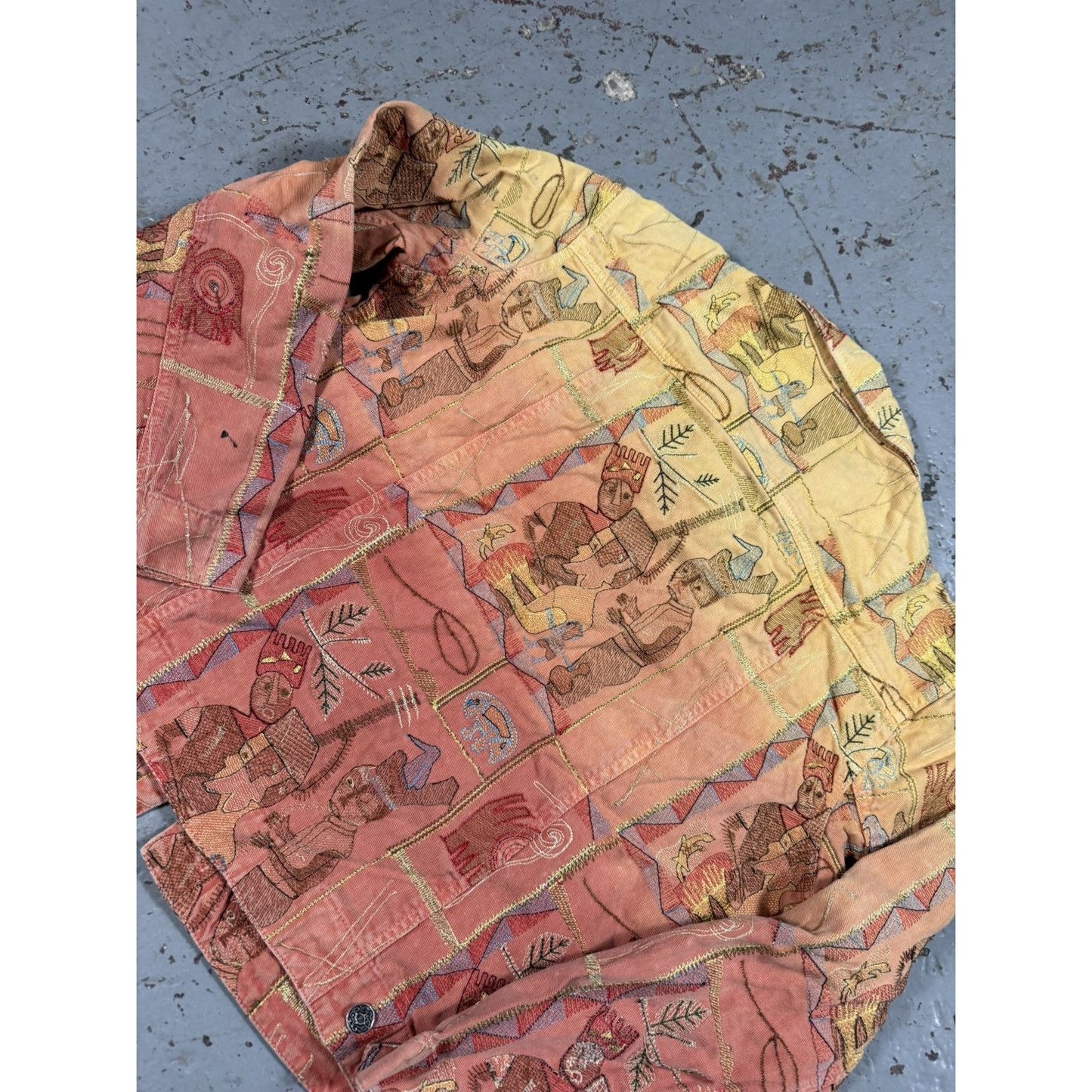 Insane Vintage Denim Jacket Pattern Rainbow Cropped