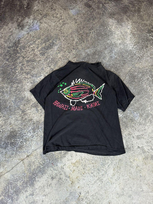 Vintage Polo Hawaii Neon Rainbow Fish Tee