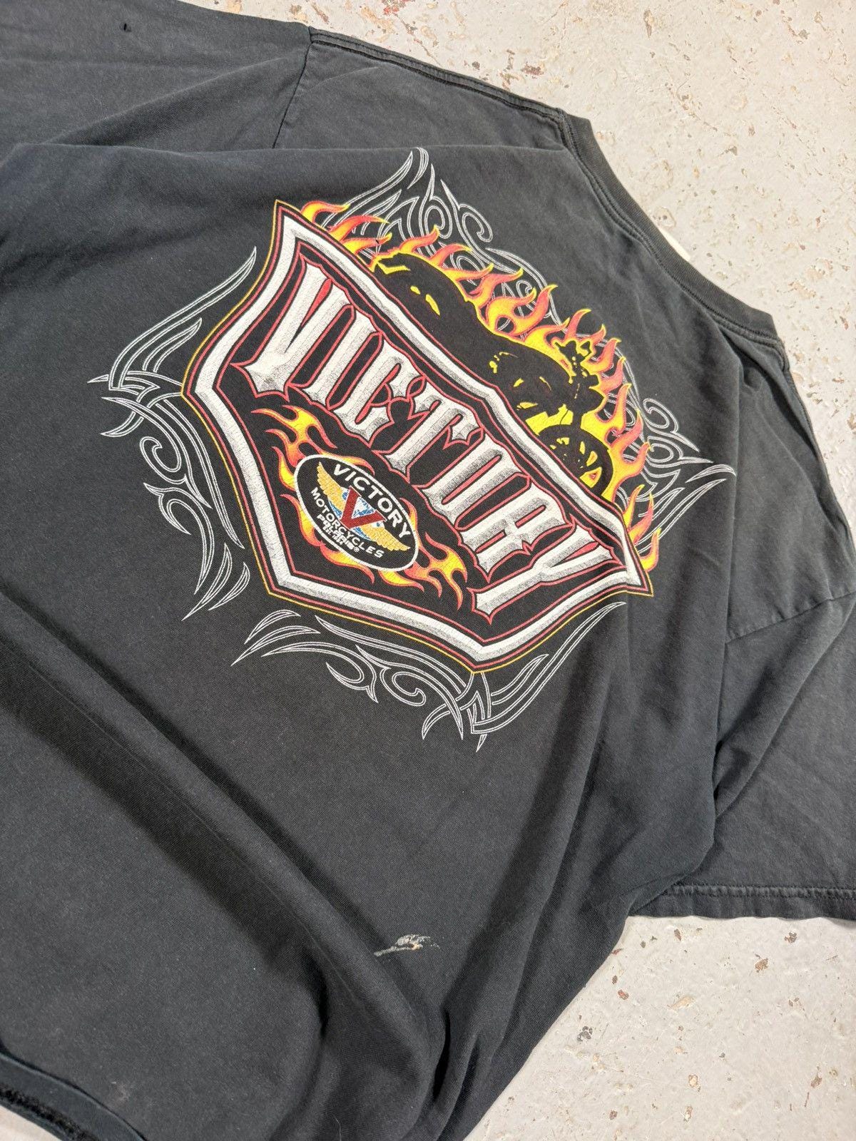 Vintage Distressed Victory Motorcycle Flame Tee