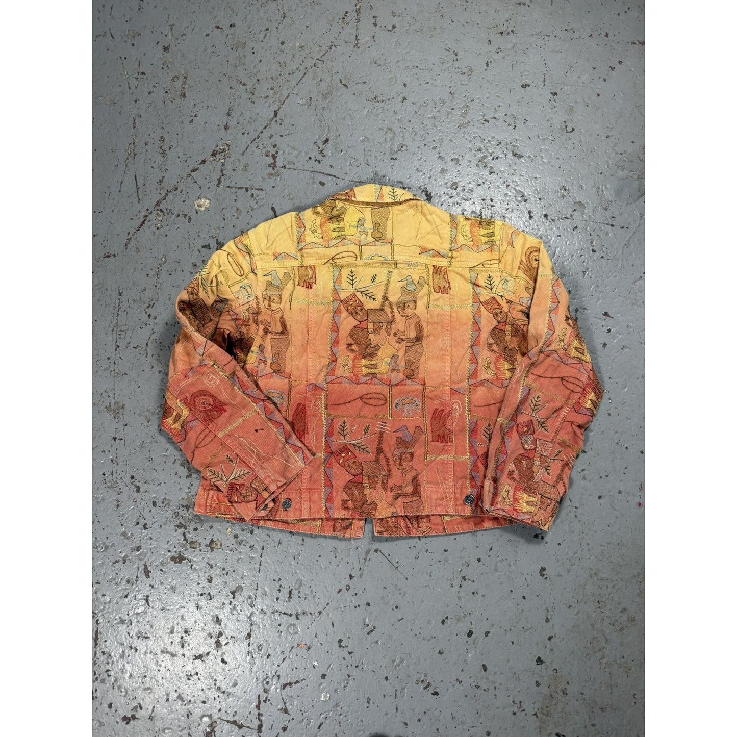 Insane Vintage Denim Jacket Pattern Rainbow Cropped