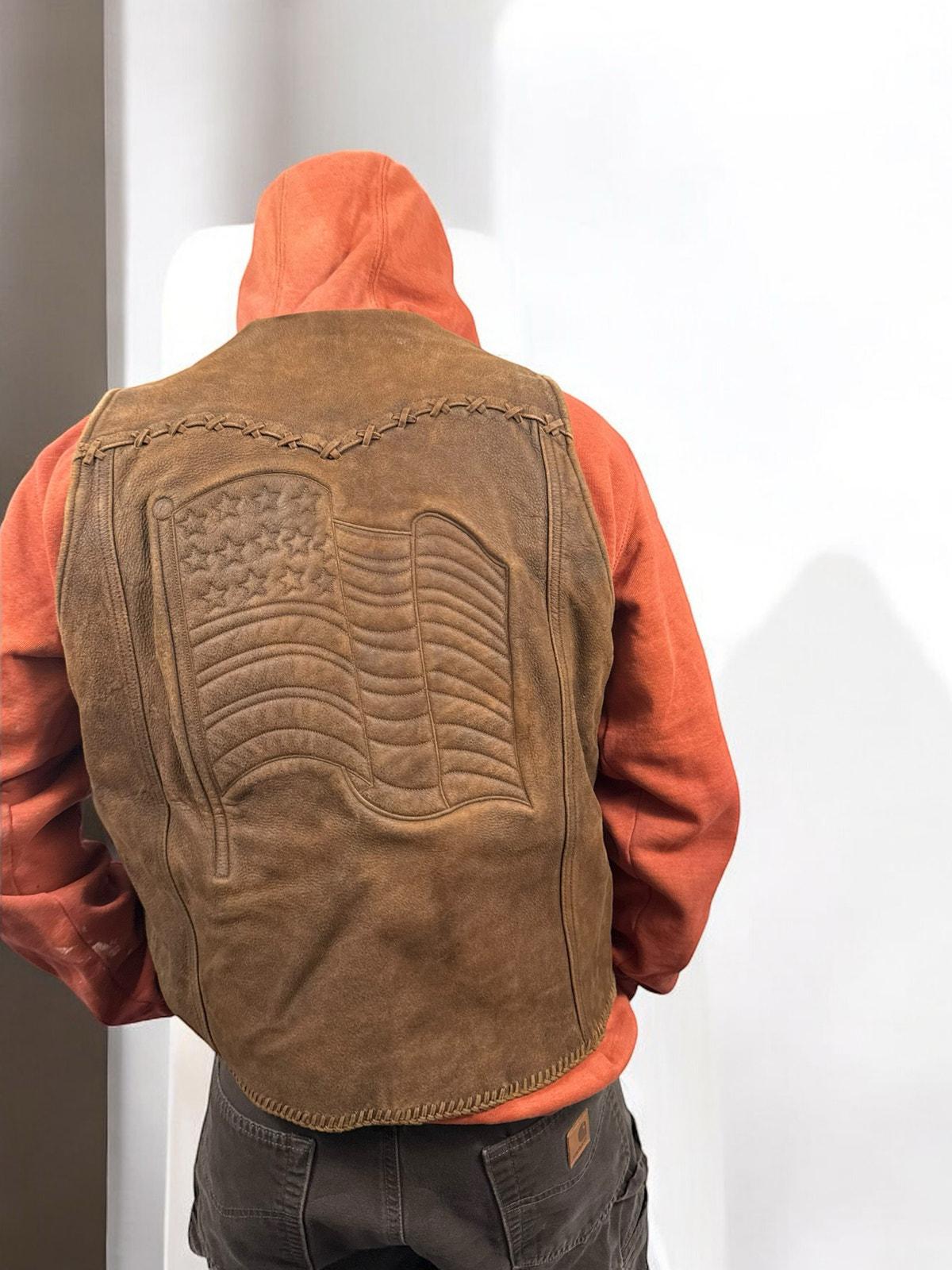 Vintage America flag Vest Leather