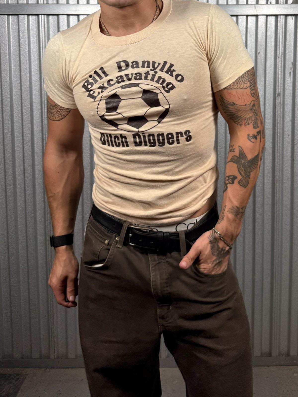 Vintage 70s Style Ditch Digger Single Stitch Soccer Tee