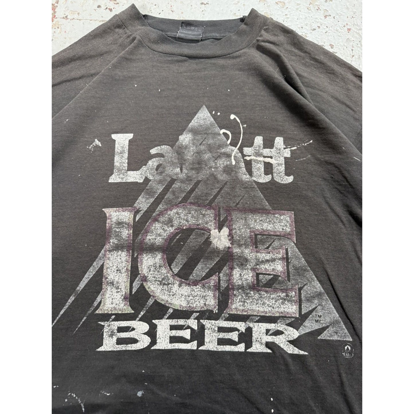 Vintage Distressed Sun Faded Labatt Ice Beer Paint Tee