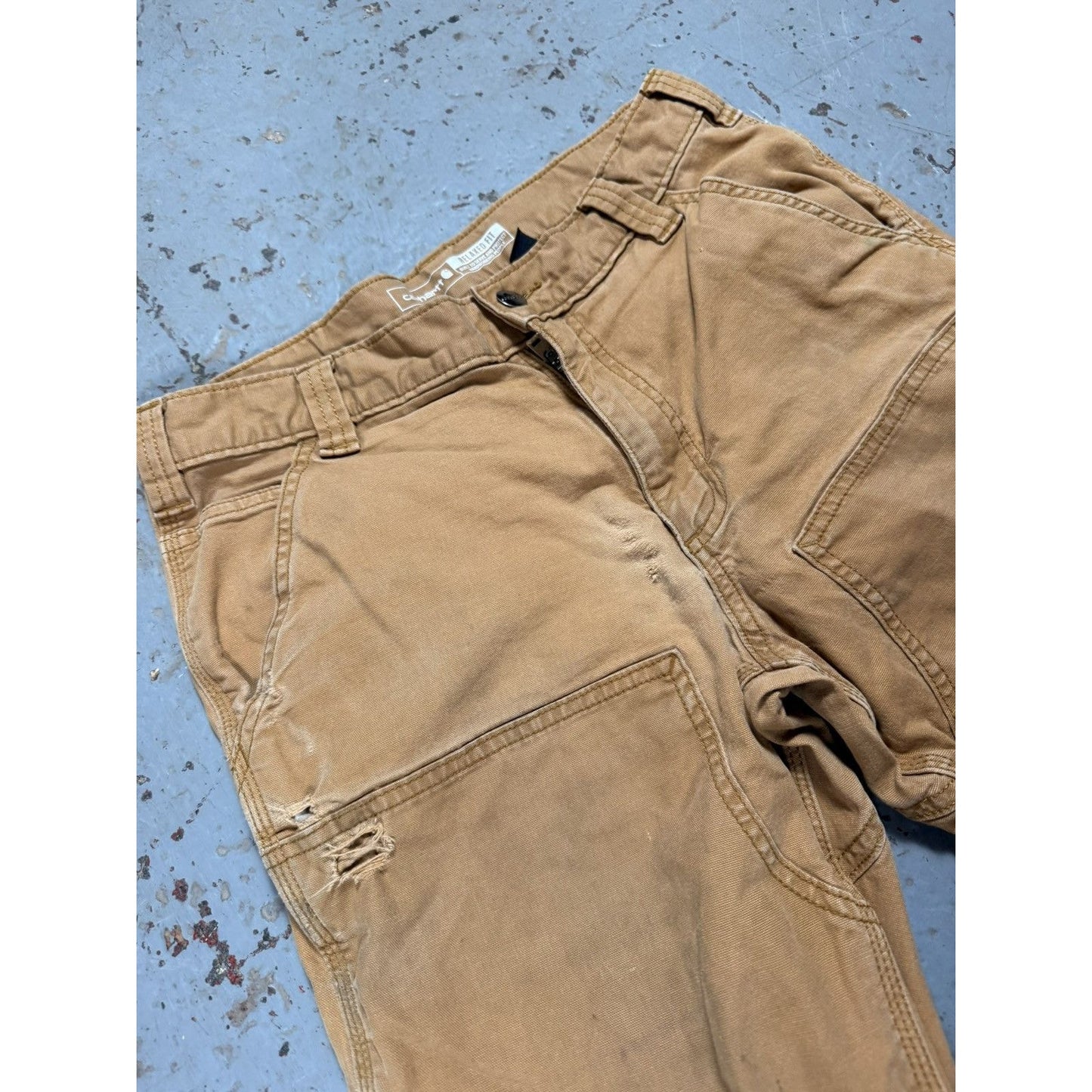 Vintage Beige Distressed Carhartt Double Knees