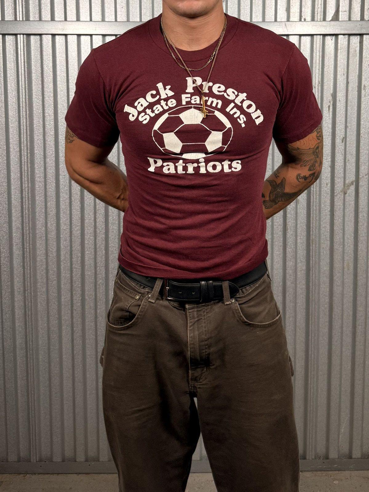 Vintage Burgundy 70s Style Single Stitch Soccer Baby Tee