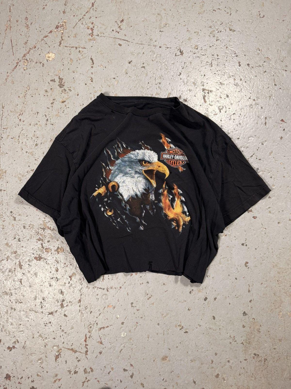 Vintage Cropped Thrashed Harley Davidson Eagle Breakout Tee