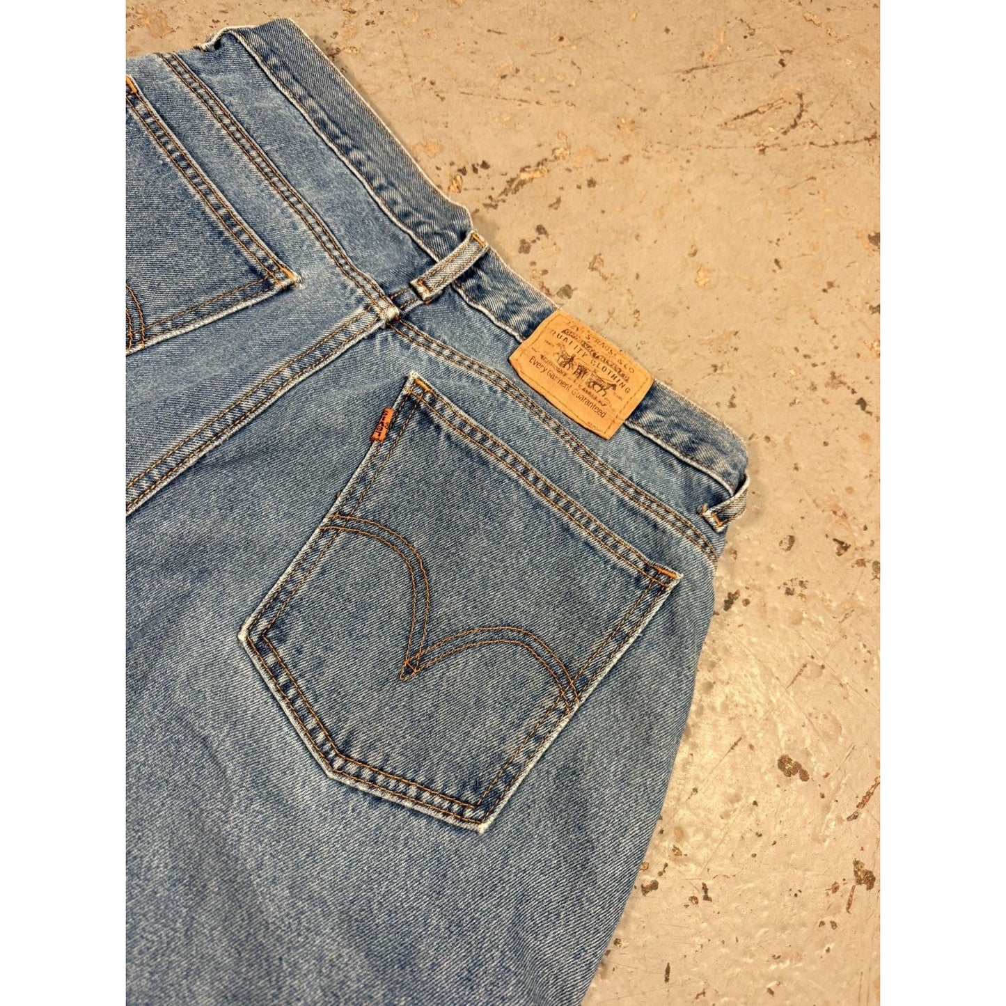 Vintage 1970s Orange Tag Levis Distressed Denim
