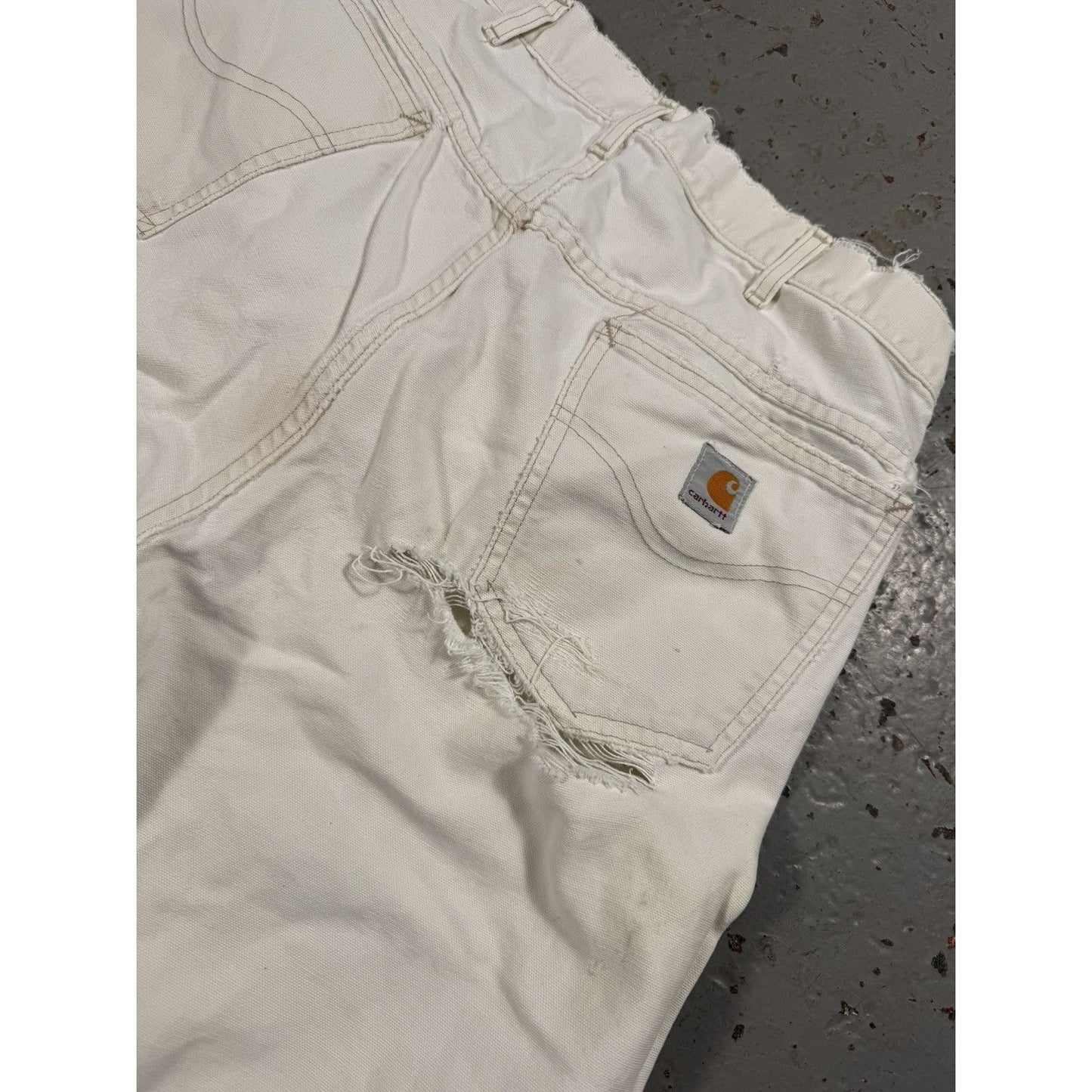 Vintage Thrashed White Carhartt Distressed Denim
