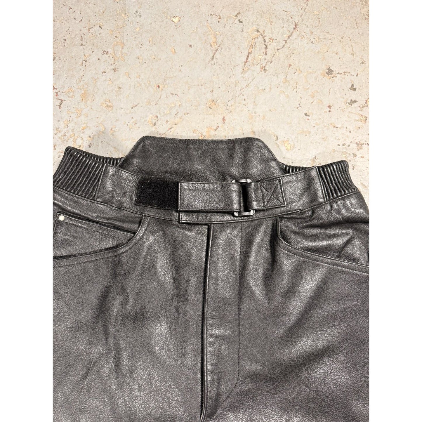 Crazy Vintage Flaming Skull Leather Pants