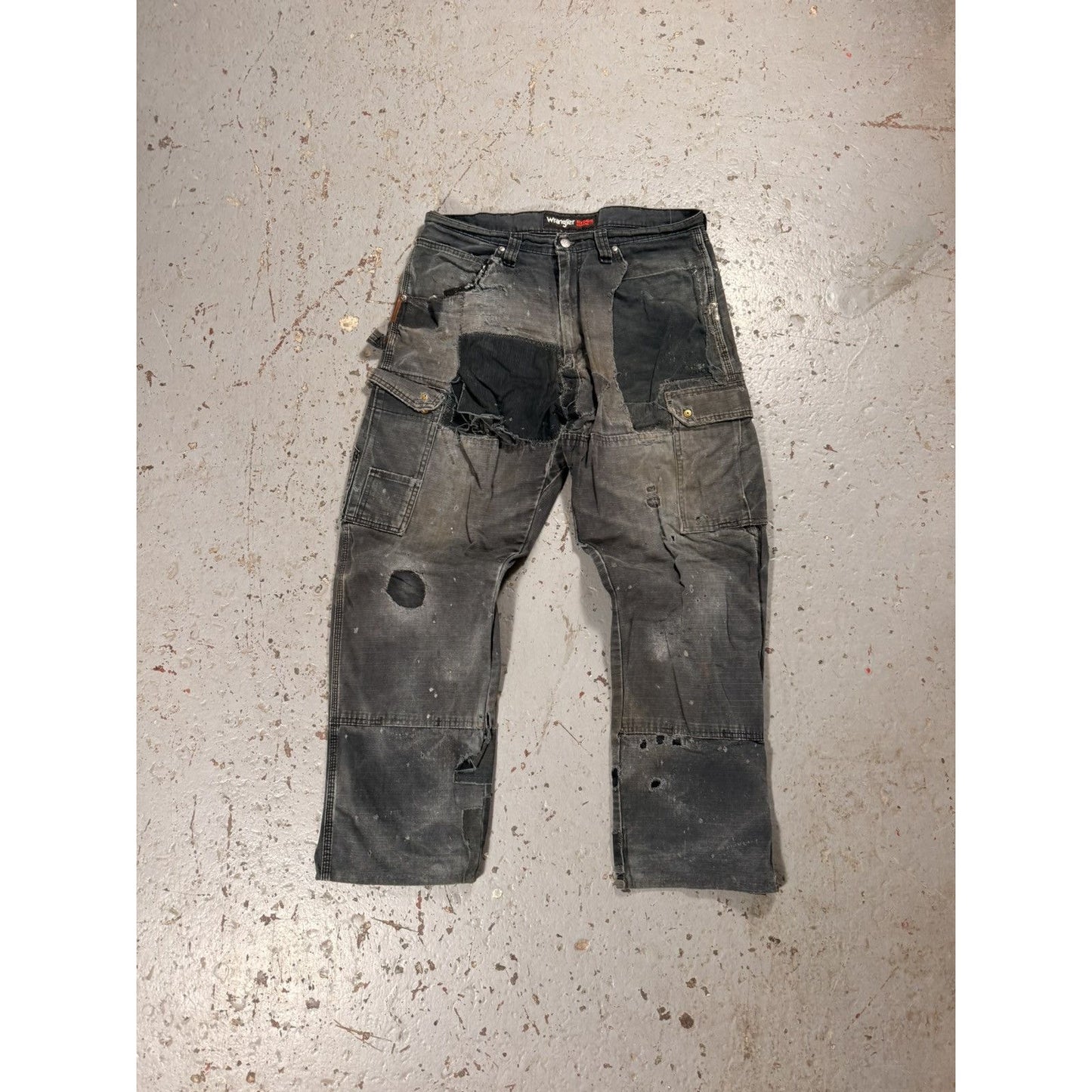 Absolutely insane Thrashed and Patched Wrangler Work Pants