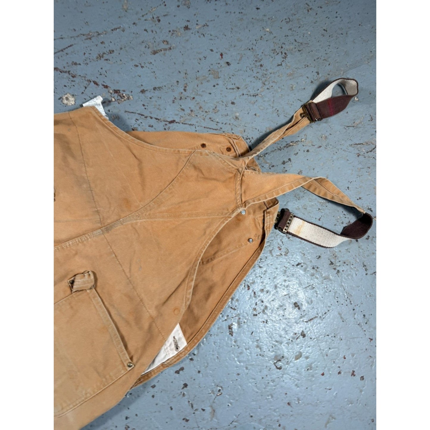 Vintage Distressed Thrashed Faded Beige Carhartt Overalls