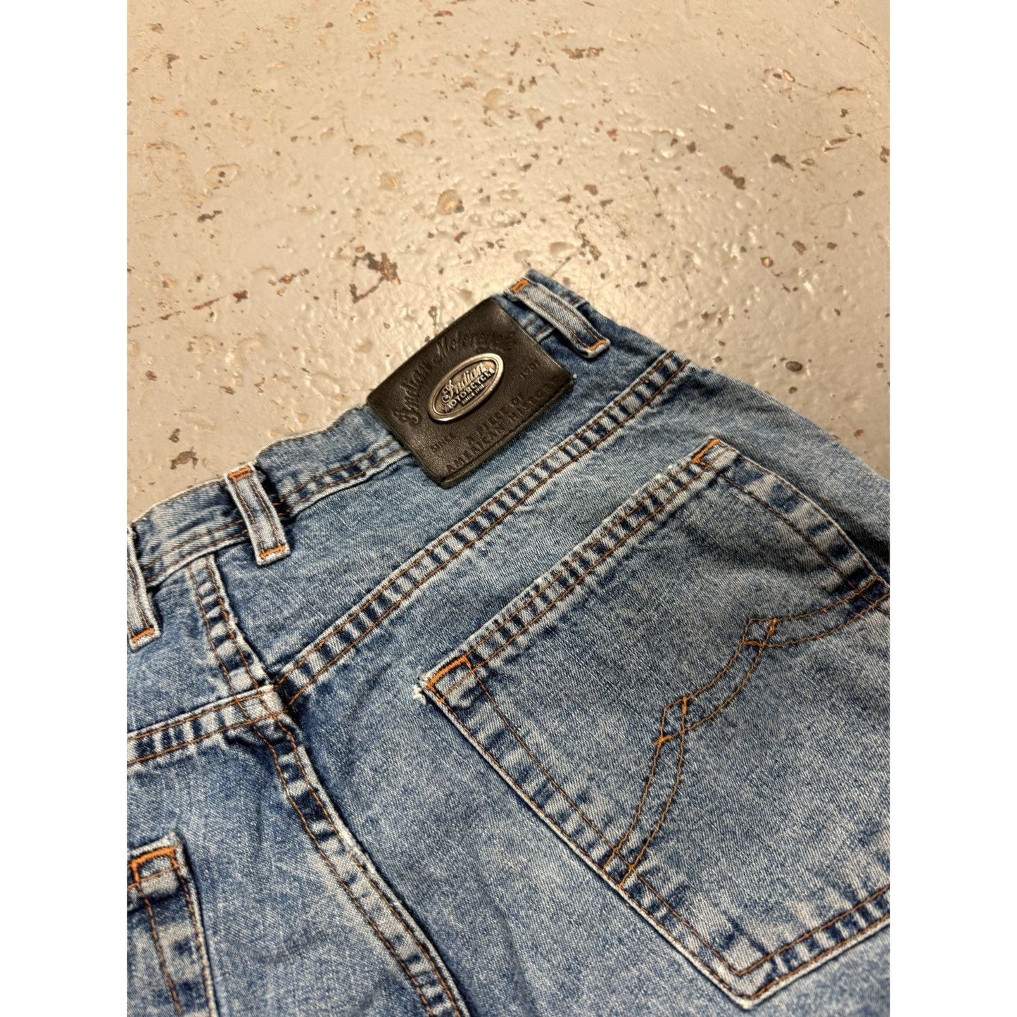 Rare Vintage Indian Motorcycle Biker Denim Jorts