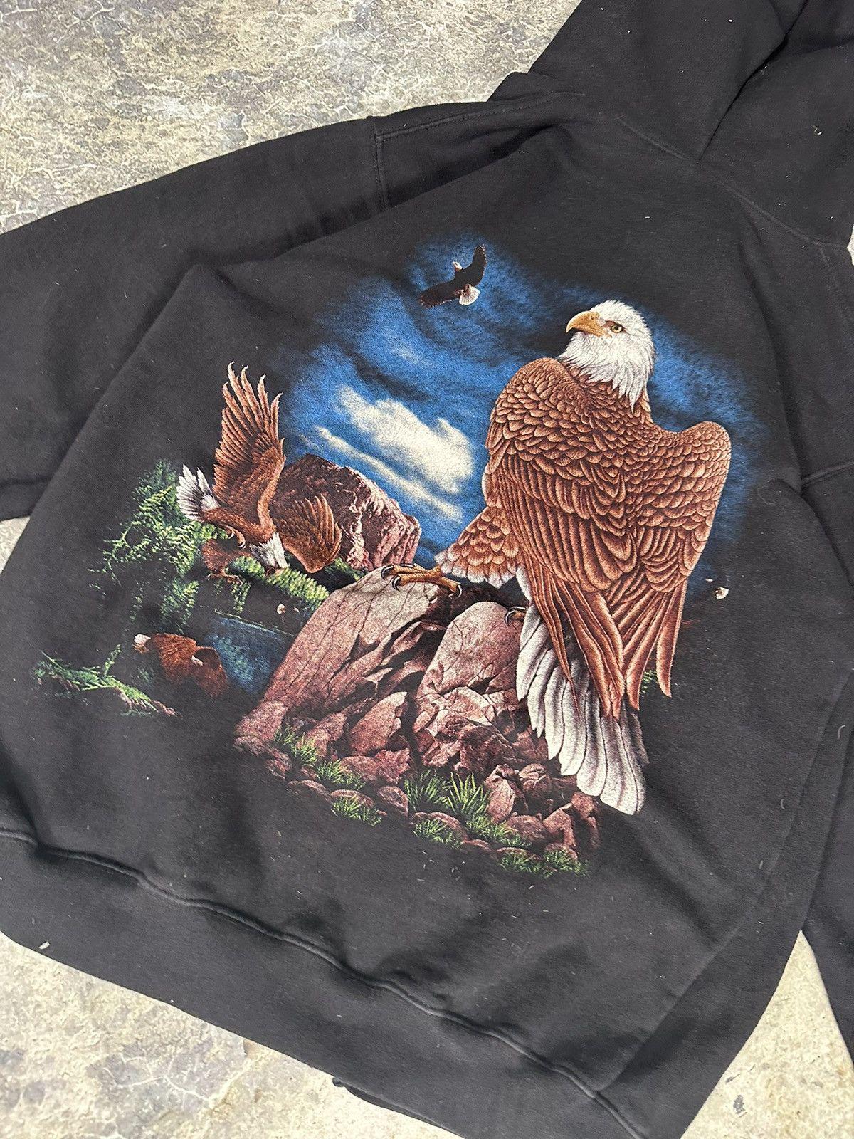 Vintage Eagle Print Zipup Hoodie