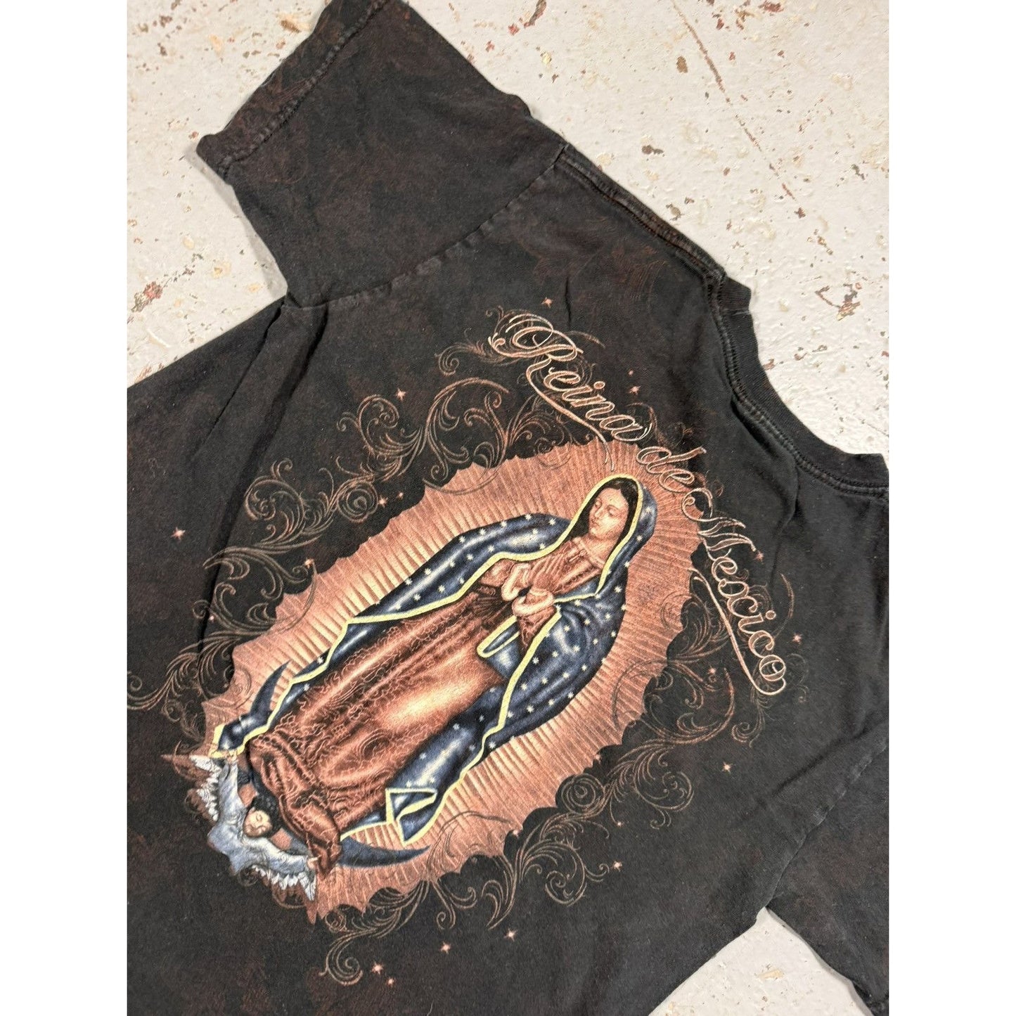 Vintage Virgin Mother Mary Mexico Tee Cropped