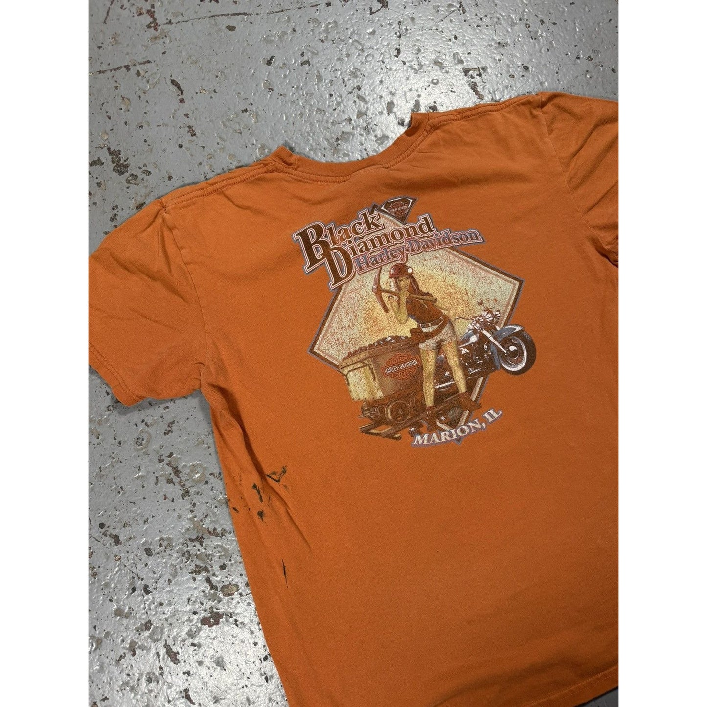 Vintage Burnt Orange Harley Davidson Black Diamond TEE