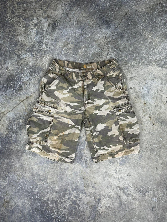 Thrashed Carhartt Camo Cargo Shorts