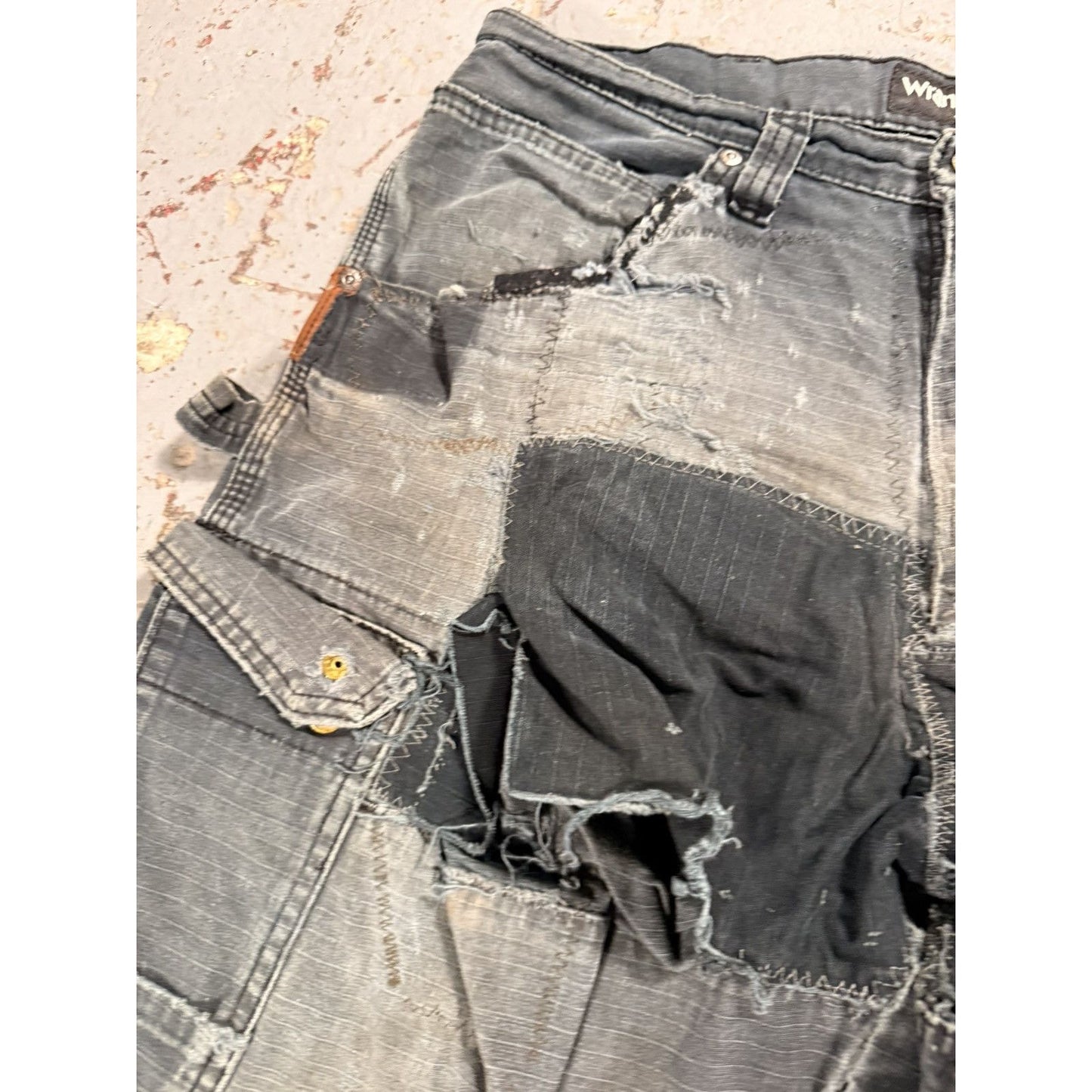Absolutely insane Thrashed and Patched Wrangler Work Pants