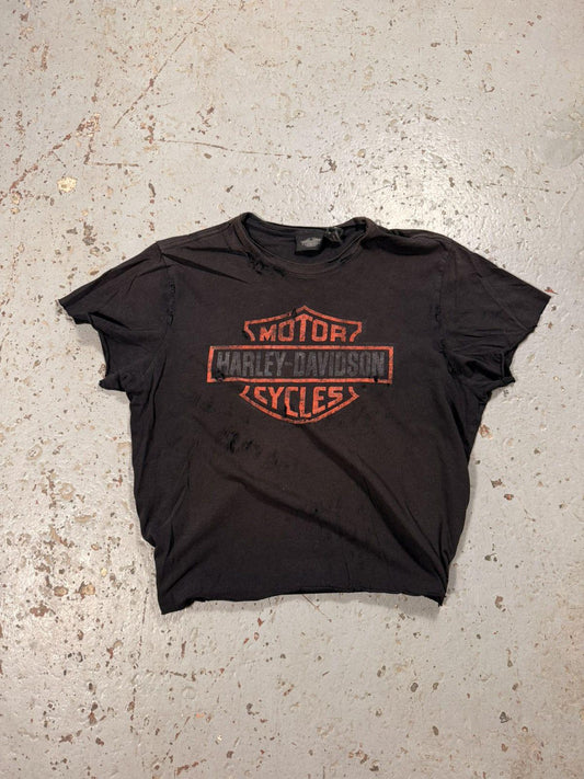 Vintage Cropped Thrashed Harley Tee