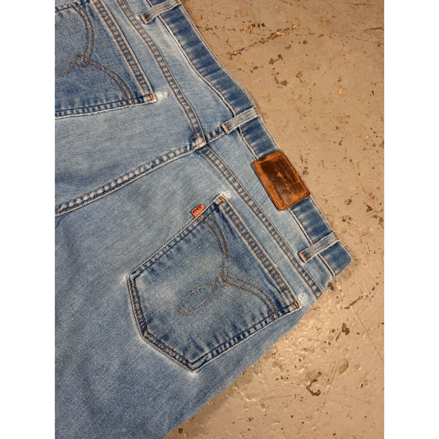 Vintage Distressed Orange Tag 1970s Denim Jeans