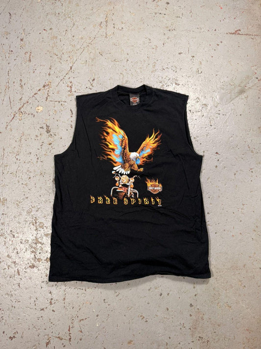 Vintage Harley Davidson Flaming Eagle Cutoff