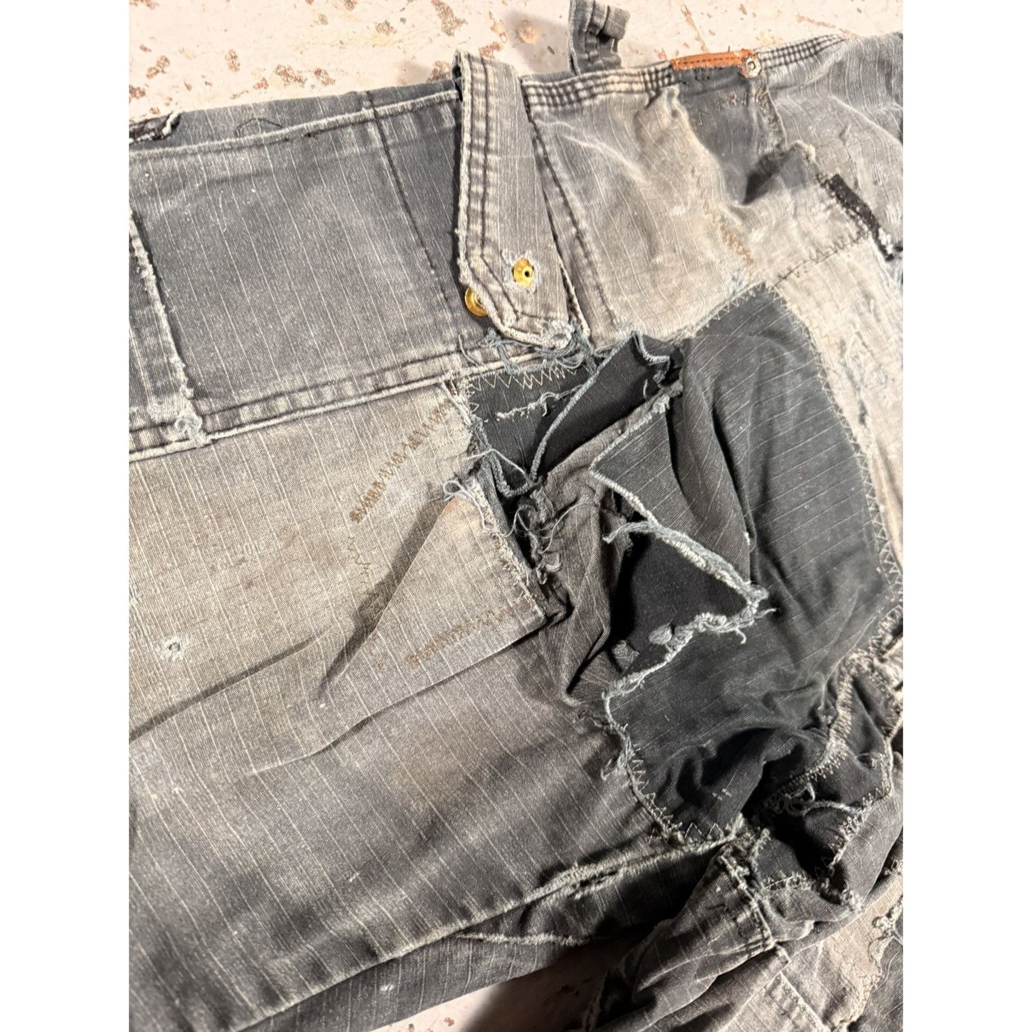 Absolutely insane Thrashed and Patched Wrangler Work Pants