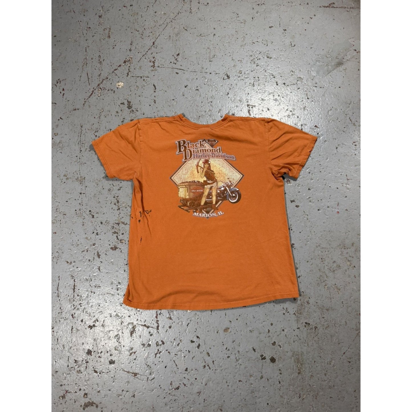 Vintage Burnt Orange Harley Davidson Black Diamond TEE